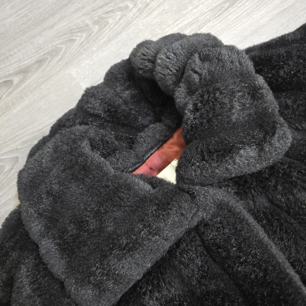 Vintage Monterey Fashions Faux Fur Floor Length Black Coat USA Made Sz 12 Large - Picture 7 of 16
